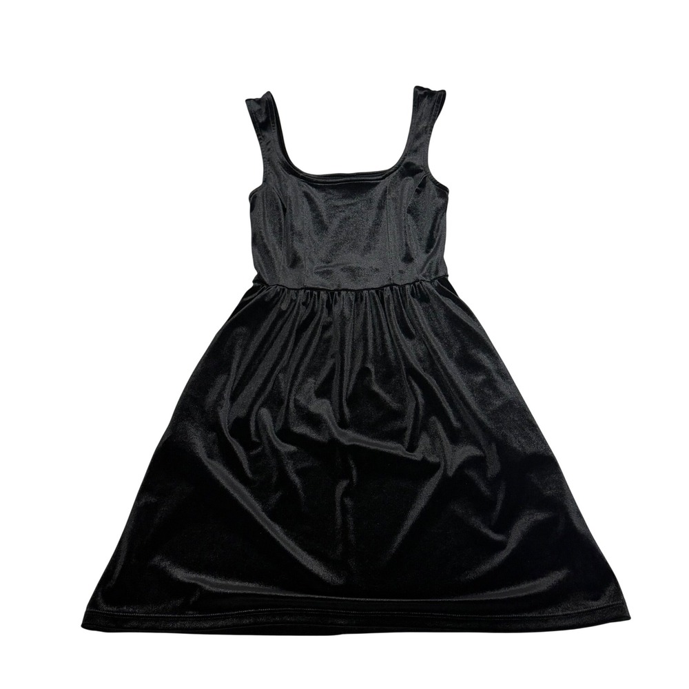 Old Navy Black Velvet Fit and Flare Pockets Dress Women Size XS Sleeveless Goth
